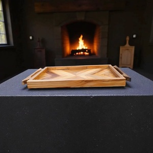 Large Rectangular Wooden Serving <b>Tray</b> – Solid Wood Geometric Pattern <b>Tray</b> for Food, Coffee & <b>Breakfast</b> Serving - Product Image 6