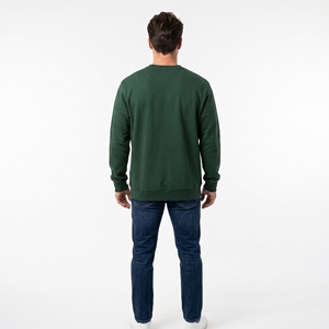 เสื้อสเวตเชิ้ตคอกลมสีเขียวเข้มสำหรับผู้ชาย ทรงปกติ สีพื้น สวมใส่สบาย เป็นมิตรกับสิ่งแวดล้อม ระบายอากาศได้ดี โลโก้พิมพ์ด้วยความร้อนด้านหน้า - Product Image 4