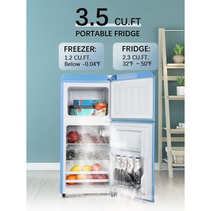 Mini Frigorifero Retro da 3,5 Piedi Cubi, Congelatore Compatto a 2 Porte con Termostato Meccanico Regolabile, Piccolo Refrigeratore per Bevande - Product Image 3