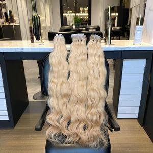 Venta al por mayor 100% extensiones de cabello indio virgen cutícula completa alineada Remy Hairx en estilo europeo onda natural - Product Image 2