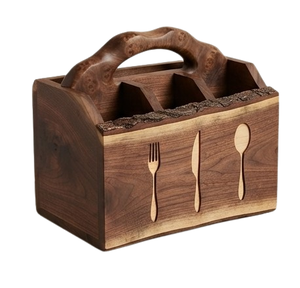Ventes directes usine : Organiseurs et étagères de rangement marron pour la maison, Caddies de rangement en bois pour ustensiles de cuisine - Product Image 5