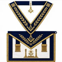 Tablier de maître maçon bleu avec broderie dorée et symbole G – Régalia classique de loge maçonnique pour les francs-maçons