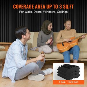 Paquete de 4 Paneles Acústicos de Espuma de Alta Densidad Resistentes al Fuego de 16.5 x 6.3 x 12 Pulgadas, Paneles Adhesivos para Paredes - Product Image 5