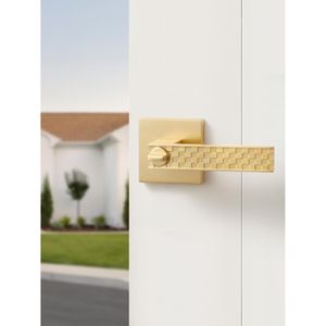 Maniglia per Porta con Serratura in Oro Spazzolato, Modello Zi, per Interni, Camera da Letto, Esterni, Ingresso Principale, Elegante Maniglia con Chiave per Casa - Product Image 3