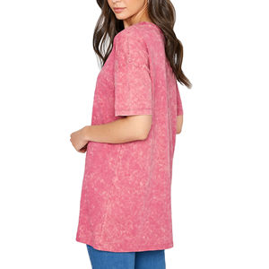 Camiseta de Punto con Lavado Ácido para Mujer, 180GSM, Algodón Ligero, Ecológica, Informal, Verano, Vintage, Ropa de Marca Privada OEM - Product Image 3