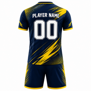 ชุดฟุตบอลชายแบบสั่งทำพิเศษ เสื้อฟุตบอลแบบซับลิเมชั่นพร้อมกางเกงขาสั้น ระบายอากาศได้ดี พิมพ์ลายตัวอักษรด้านหน้า ชุดฝึกซ้อม ชุดทีม - Product Image 3