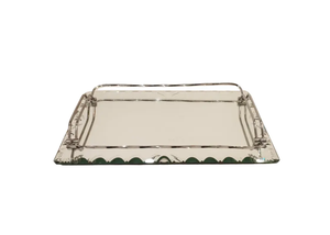 Luxury Mirrored Vanity Tray Silver Metal Handles Rectangular Beveled Glass Perfume Organizer <b>Decorative</b> <b>Dressing</b> <b>Table</b> Platter - Product Image 6