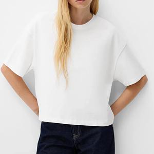 Women's Short Sleeve Cotton Jersey T-Shirt Casual Solid Color Regular Fit Knitted Plain Dyed <b>Top</b> - Product Image 5