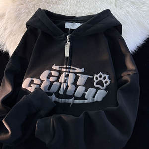 Sudadera con capucha de punto grueso para hombre, estilo urbano, holgada, con estampado puff, para invierno, mezcla de algodón, OEM - Product Image 4