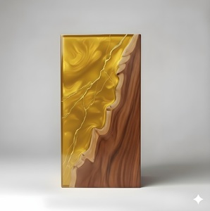 Solid Gold Resin & Wood Cremation Urn Modern Wood <b>Memorial</b> <b>Keepsake</b> Luxury Handcrafted Rosewood Urn Box - Product Image 2