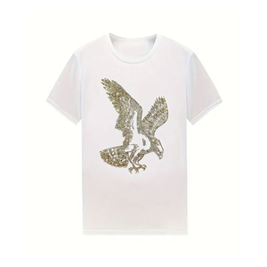 T-shirt décontracté personnalisé avec strass, séchage rapide, écologique, respirant, coupe classique, 100 % coton, manches courtes pour l'été - Product Image 1