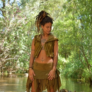 Cotton Sleeveless Elven Jacket with Lace Boho Hoodie Vest Design for Bohemian and Fantasy Wear Summer Cover Up - Product Image 2