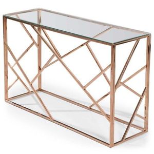 Console d'entrée décorative en métal avec plateau en verre transparent, meuble d'appoint haut de gamme pour les espaces modernes. - Product Image 2