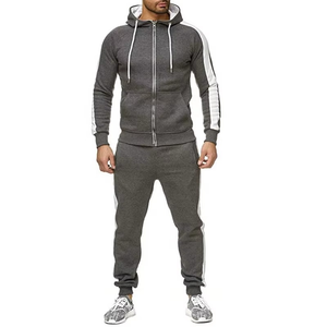 Ensembles de survêtements en polyester et élasthanne de haute qualité, vêtements de sport unis pour l'automne, ensembles de survêtements pour hommes en 2 pièces - Product Image 5