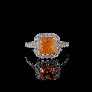 Bague en or 18K/14K avec diamant et pierre orange, la plus vendue, pour usage quotidien, célébrations et promotions, disponible au meilleur prix - Product Image 1
