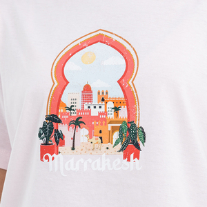 T-shirt imprimé en coton 100% pour femmes, t-shirt graphique DTF, col rond, t-shirt classique, été, manches courtes, coupe ample et confortable - Product Image 2