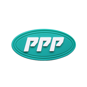PPP 3D Rubber Patch <b>Teal</b> Oval Embossed Stick-On Decorative Patch for Clothing - Product Image 4
