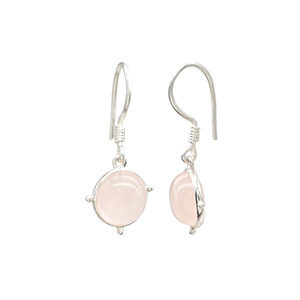 Chordia Jewels 925 Sterling Silver Classic Ear wire Earrings with Round Cabochon Rose Quartz Gemstone Perfect Gift for Occasions - Product Image 2