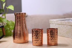 Handmade Hammered <b>Pure</b> Copper Water Bottle 1000ml Leak-Proof Ayurvedic Health Benefit Copper Vessel Yoga Sports Flask Container - Product Image 3
