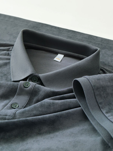 T-shirt décontracté pour homme en coton Sorona tissé, respirant, anti-humidité, antibactérien, gris fumé de haute qualité - Product Image 4