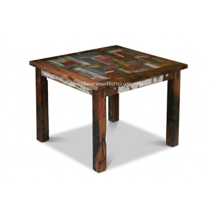 DIVADI <b>Dining</b> <b>Table</b> Java Patchwork KD Leg Square <b>Reclaimed</b> Boat Wood Sustainable Design Eco-Friendly For Indoor and Outdoor - Product Image 2
