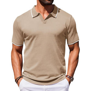 Nouveau Polo en Soie Glacée pour Homme, T-shirt à Revers à Manches Courtes Tendance, Polo Décontracté Contrastant Polyvalent - Product Image 4