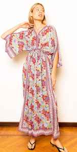 Élégante robe longue maxi en coton imprimé à la main style kaftan indien, taille unique, tenue de plage chic bohème, cadeau éthique pour elle - Product Image 5