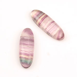 Cabochon ovale plat de haute qualité en fluorite naturelle 10x30mm, poli miroir, pour la fabrication de bijoux et boucles d'oreilles - Product Image 2