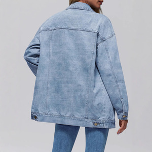 Women's Long Sleeve Loose <b>Denim</b> <b>Jacket</b> Fashion Button Up Casual Jean Coat <b>Custom</b> OEM ODM Wholesale - Product Image 3