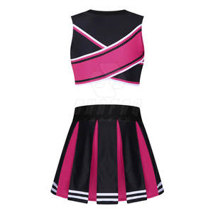Costume de danse de cheerleading personnalisé pour femmes, avec logo en strass sur le devant, haut court et short, 100% polyester extensible, performance athlétique - Product Image 3