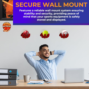 Support mural multifonctionnel en polypropylène en forme de main pour ballons de football, volleyball et rugby - Product Image 2