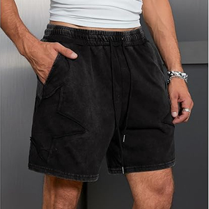 High Quality Custom <b>Drawstrings</b> Vintage Puff Print Short 100% Cotton Men's Acid Wash Shorts - Product Image 6