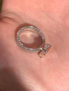 Bagues de fiançailles personnalisées en argent sterling 925 avec diamants de laboratoire taille radiant couleur rose, bijoux de mode haut de gamme pour femmes - Product Image 2