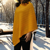 Poncho en cachemire 100% pur, tricoté plat, élégant, uni, surdimensionné pour femme, châle décontracté, confortable, chaud et doux pour l'hiver
