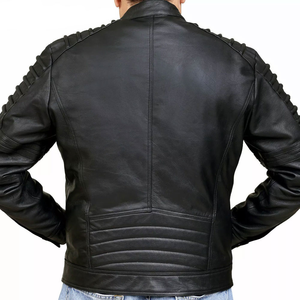 2026 Men's Winter Coated Woven Leather Jacket Stylish Standing Collar High Quality Breathable Front Vintage Style <b>Fur</b> <b>Trim</b> - Product Image 4