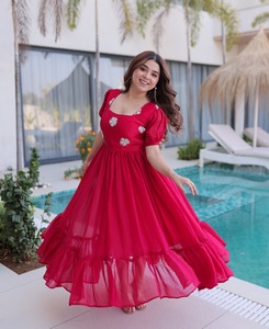 Most Beautiful Indian Wedding and Festival Wear Plus size Anarkali Gowns with <b>Beads</b> Embroidery Work Georgette Silk Material - Product Image 1
