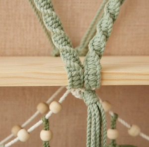 Designer Leaf Pattern Macrame Wall Hanging Shelf Suitable For Photo Display Frames And <b>Small</b> Art Pieces Wholesale From India - Product Image 3