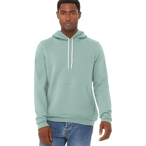 Sweat à capuche Bella + Canvas pour homme, 100 % coton molletonné, coupe classique (3719) DEEP HEATHER, style uni, manches longues, imprimé numérique sur le devant - Product Image 1