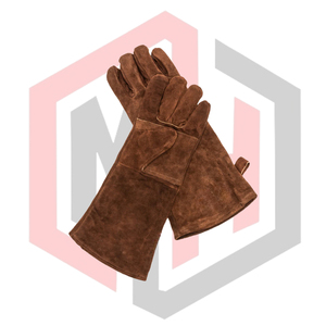Gants résistants à la chaleur en cuir marron, gants en cuir fendu résistants au feu pour soudeurs, sans silicone, sans poudre, 14 pouces - Product Image 4