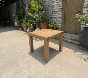 Rustic <b>Brown</b> Recycled Wood Oak <b>Table</b> Furniture for Home Use from VietNam Square Solid Wood Dining <b>Table</b>. - Product Image 5