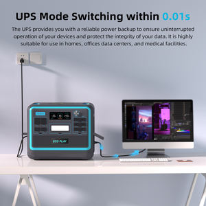 ソーラー発電機充電バックアップキャンプLifepo4ソーラーパネル1000w 2000w 2400w懐中電灯ポータブルステーションジャンプスターターシガー - Product Image 3