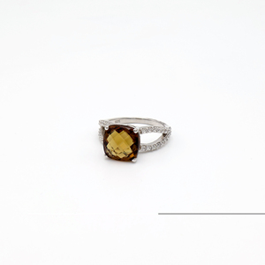 Sparkling Cognac Quartz <b>Cushion</b> <b>Ring</b> 10MM Stylish Womens Gemstone Fashion Jewelry Choice Collections - Product Image 4