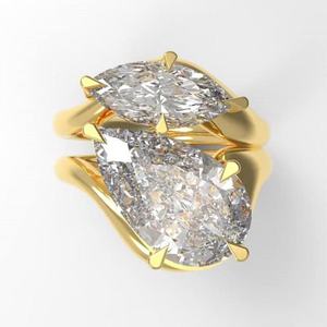 Precioso Anillo Toi Et Moi con Diamante Cultivado en Laboratorio de 3.01CT Corte Pera y 1.01CT Corte Marquise, Oro Sólido de 14K Premium, Joyería para Propuesta de Matrimonio - Product Image 5