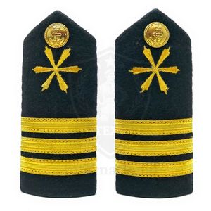 Custom Embroidered Epaulettes With Gold Cross And Stripes Sew-On Badges For Uniform Shoulder Rank Identification - Product Image 1