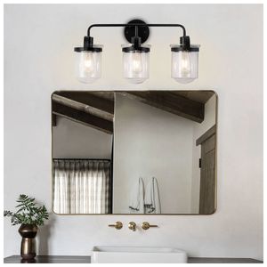 Set di 3 Lampade Decorative Industriali Moderne per Interni, Applique con Paralume in Vetro Trasparente, Attacco E26, Lampadina Non Inclusa - Product Image 3