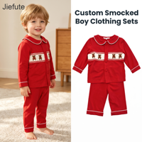 Ensemble de vêtements pour enfants Jiefute personnalisé, broderie d'ours, tenue pour garçon, chemise à manches longues et pantalon, 2 pièces