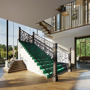 Rampe d'escalier en fer forgé sur mesure pour villas de luxe élégantes et projets de décoration intérieure de style escalier - Product Image 4