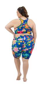 Shorts Activewear pour Femme à Taille Basse avec Cordon de Serrage, Imprimé Floral, en Tricot Spandex, Coupe Classique, Séchage Rapide - Product Image 3