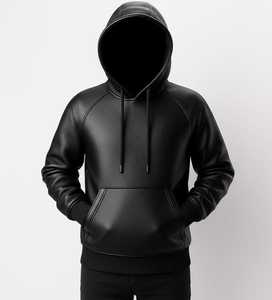 Chaqueta de calle para hombre, negra, gruesa, cortavientos, transpirable, con logotipo personalizado, bolsillo canguro y puños acanalados - Product Image 3