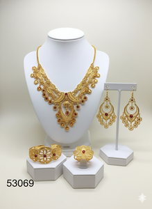 Elegante Juego de Collar y Pendientes de Mujer con Diseño de Hoja, Chapado en Oro y Circonitas, Cadena de Cuerda de 16 Pulgadas, Modelo 53073 - Product Image 6